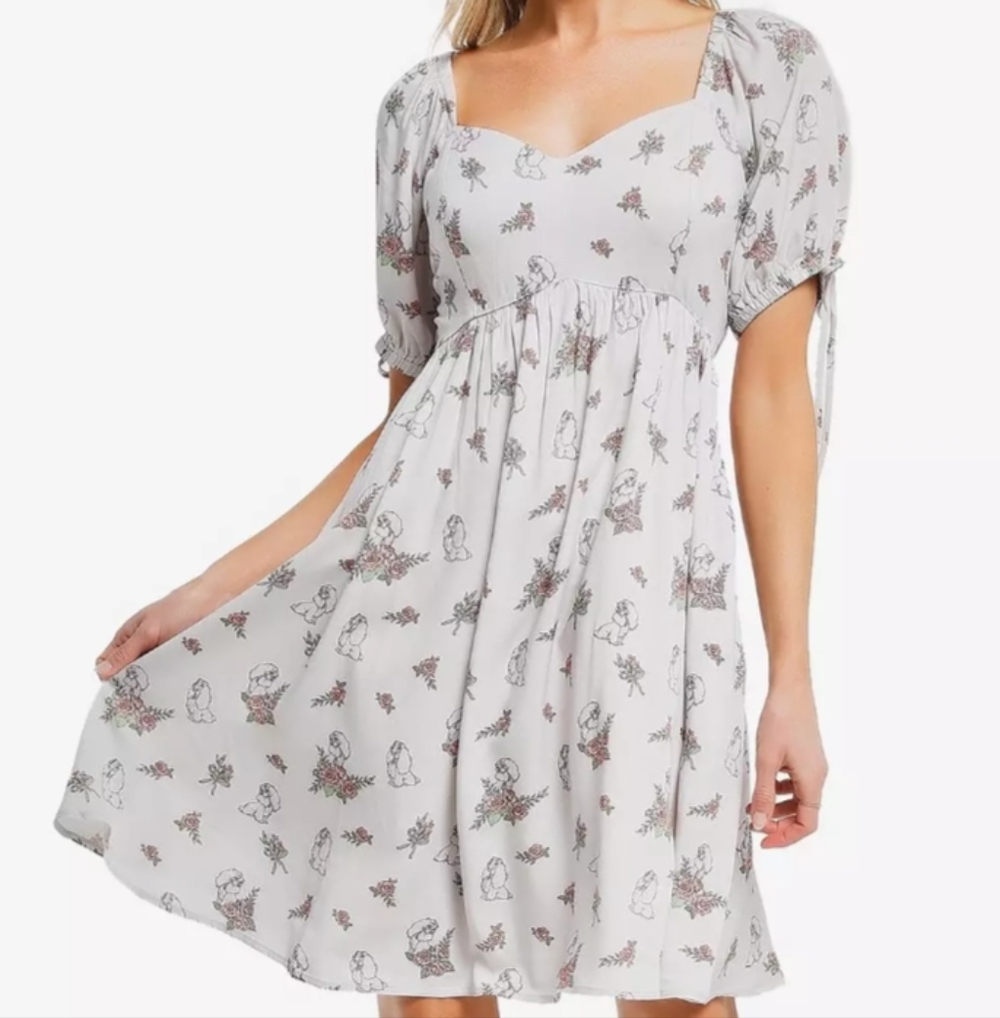 Disney Lady and the Tramp Floral Lady Allover Print Dress Large